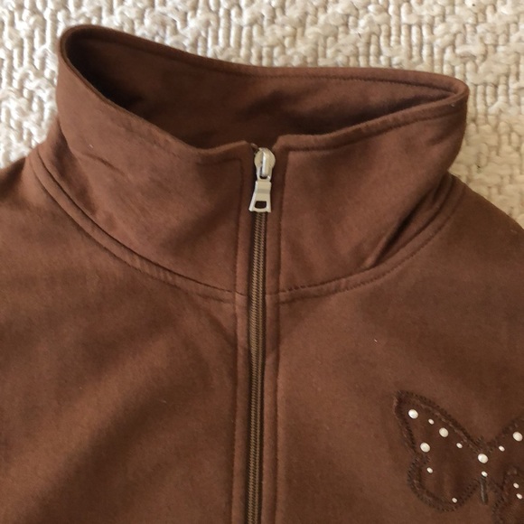 Silverwear brown butterfly front pouch pocket zip up - Picture 5 of 11